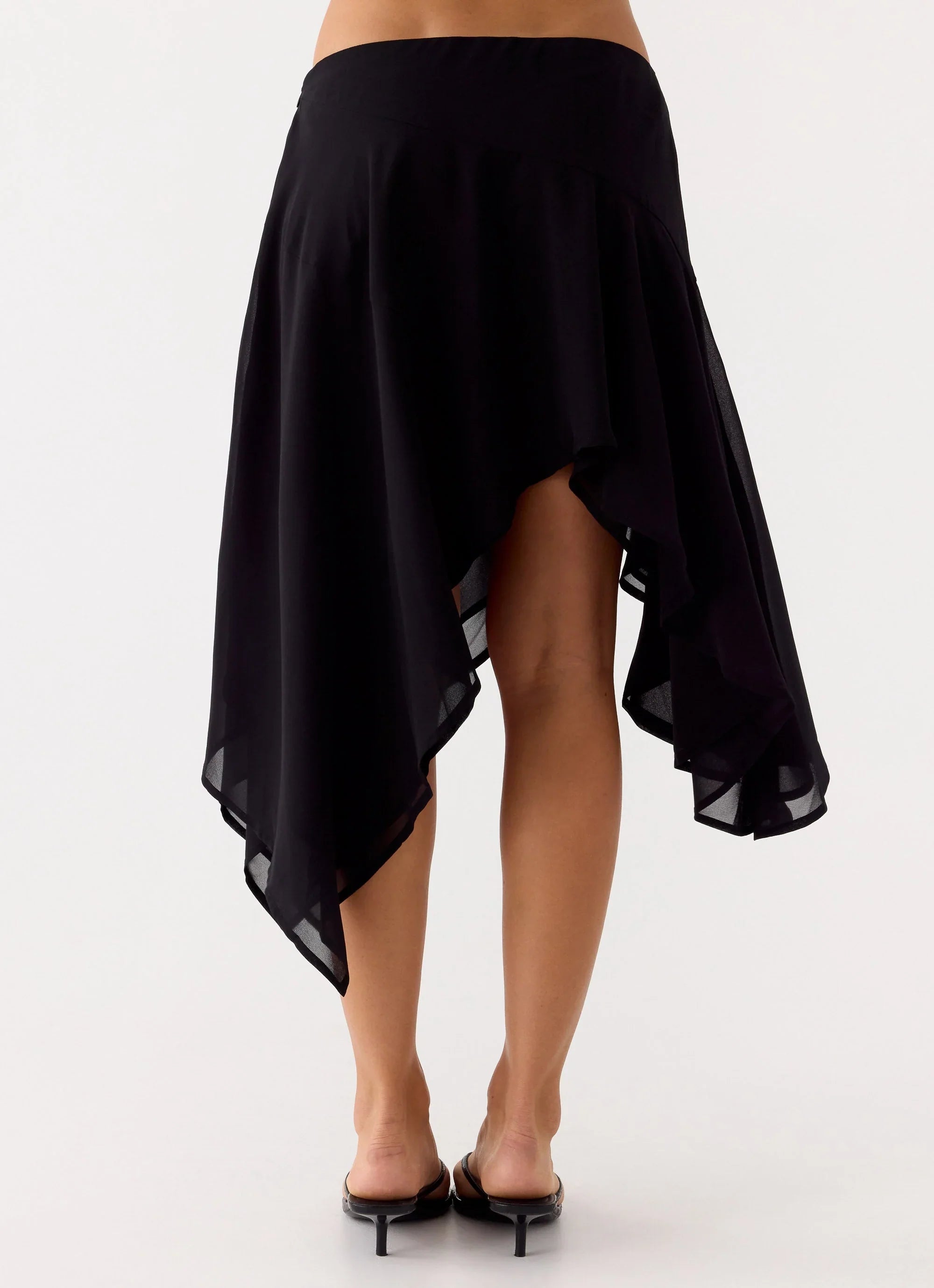 Kia Low Rise Asymmetrical Midi Skirt Black