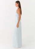 Heavy Hearted Satin Maxi Dress Ice Blue
