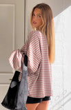 Lioness Bloom Muted Pastels Stripe Long Sleeve Top