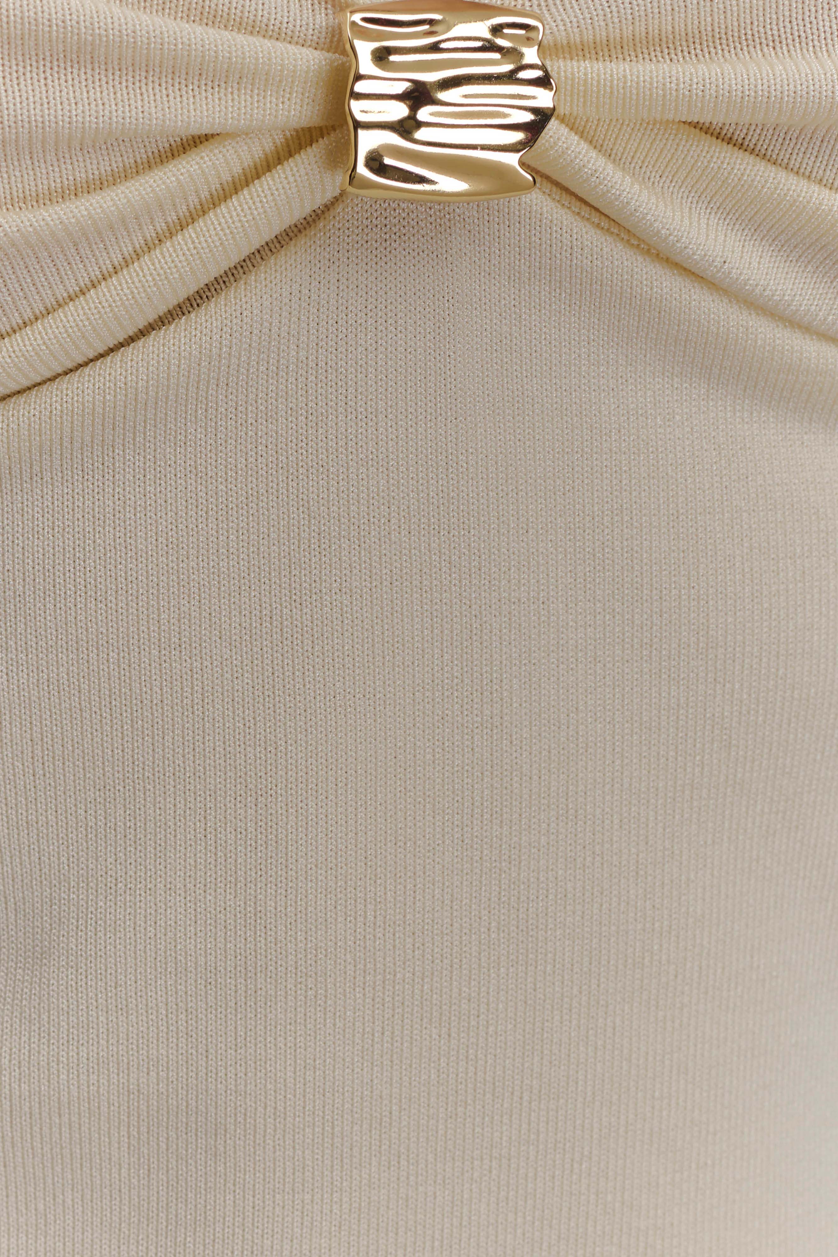 Miraby Front Ruched Knit Long Sleeve Top Ivory