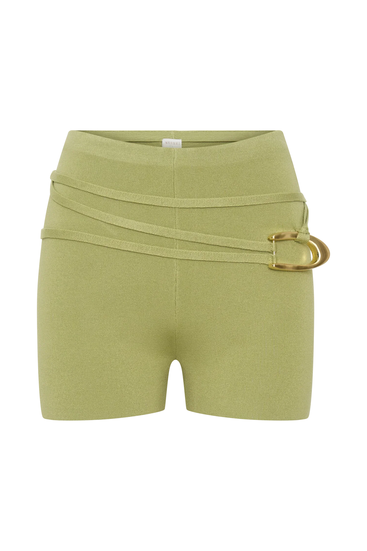 Dimitri Mini Knit Shorts With Belt Light Olive