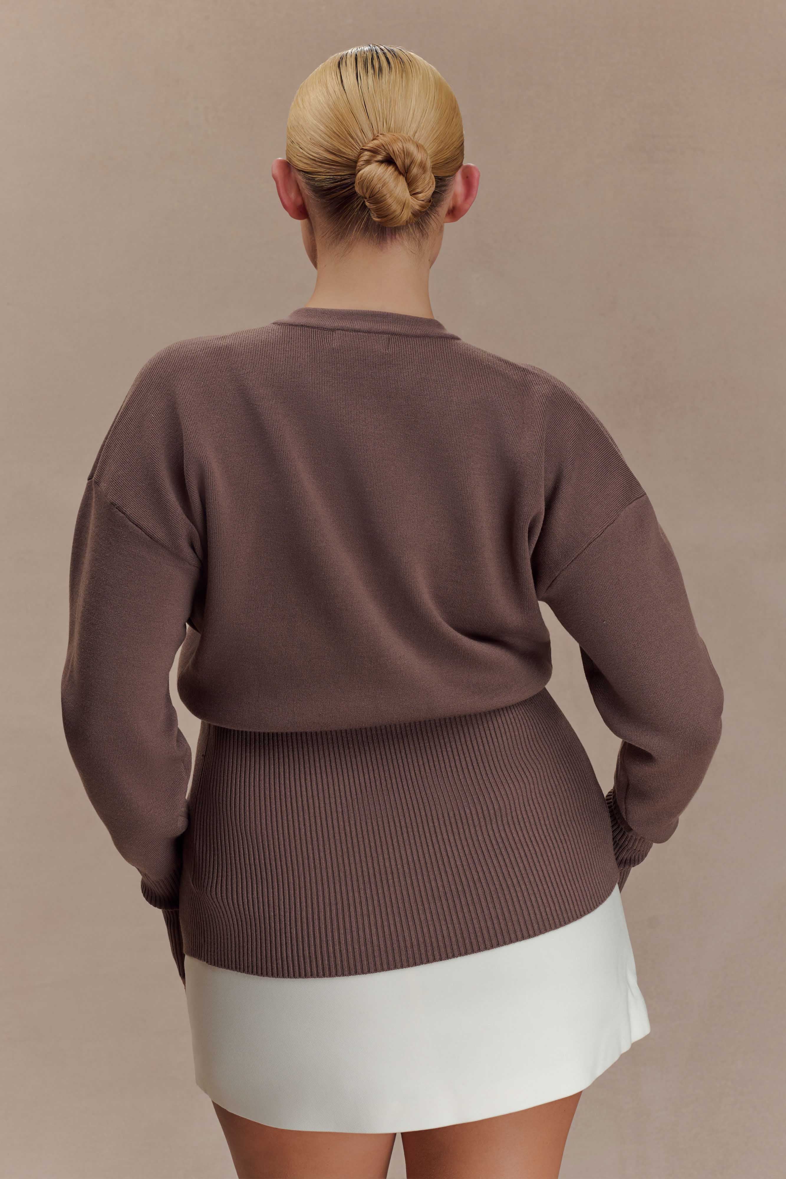 Amanda Statement Button Knit Cardigan Cacao Brown
