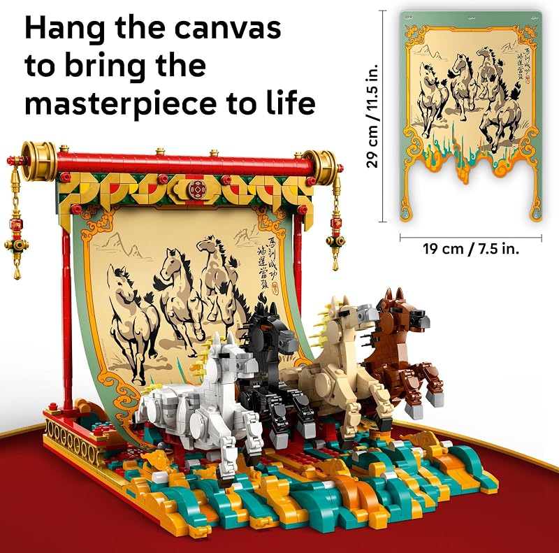 LEGO Spring Festival Galloping Horse Canvas Kids Building Toy Year of the Horse Toy for Girls Boys Ages 10 Buildable Chinese New Year Decoration Gift Idea for Birthdays Families 80119