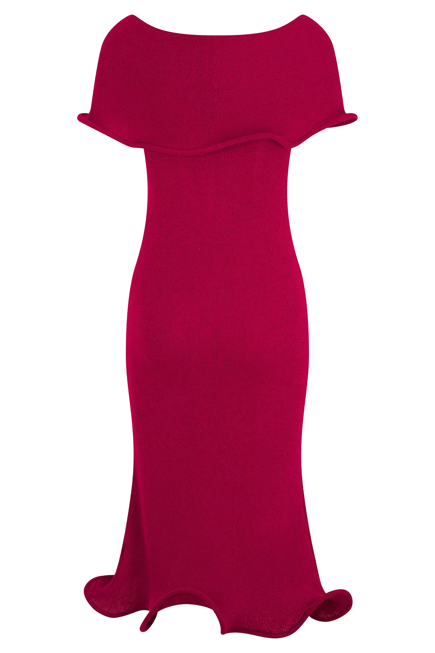 Molly Off Shoulder Knit Midi Dress Raspberry