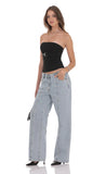 Relaxed Mid Rise Jeans in Light Blue