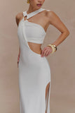 Lottie Slinky Maxi Dress With Split White