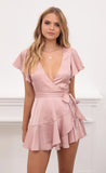 Satin Wrap Dress in Blush