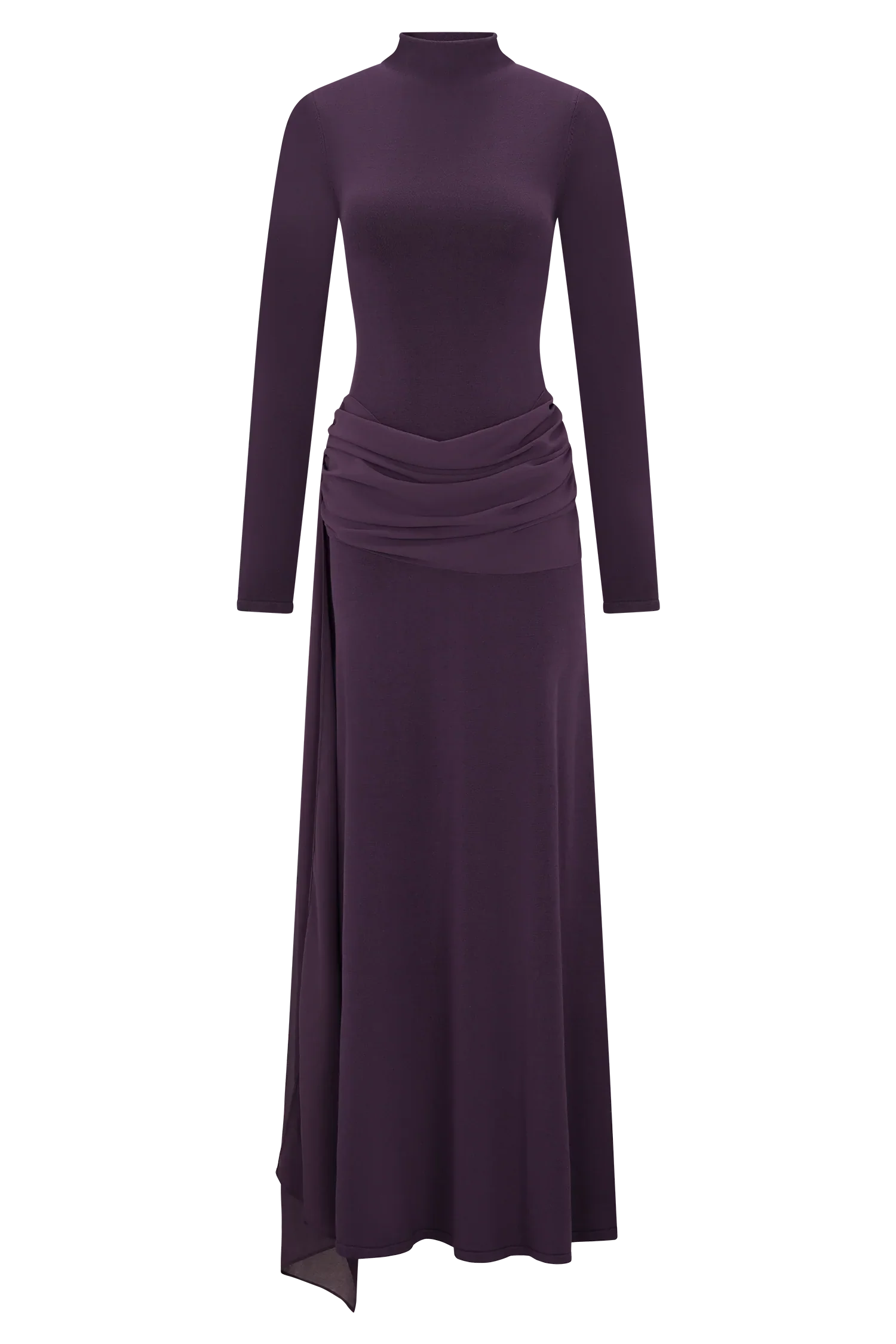 Grayson Knit Chiffon Maxi Dress Plum