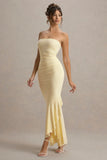 Capria Pale Lemon Bandeau Wrap Maxi Dress