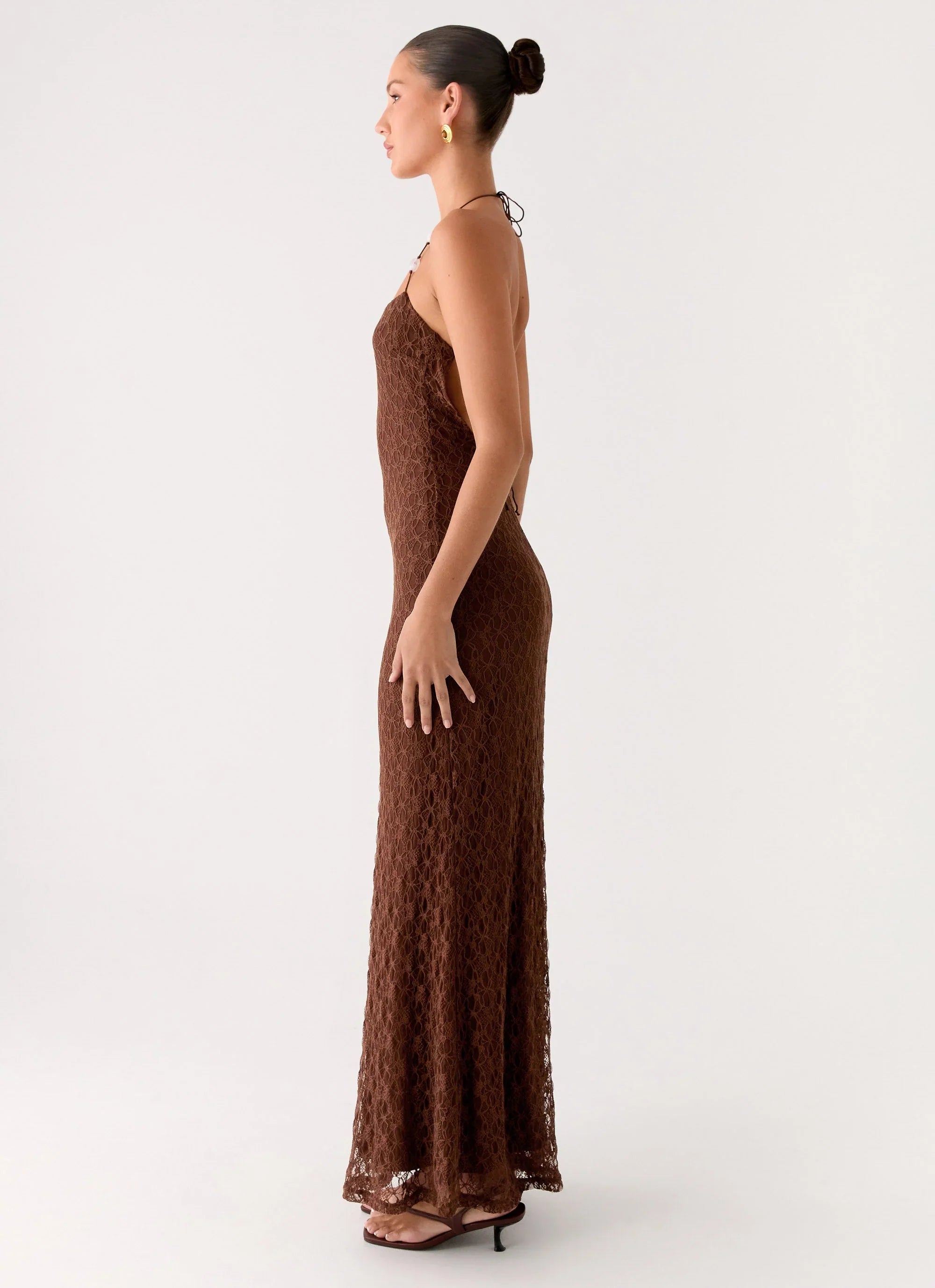 Promise Me Lace Maxi Dress Chocolate