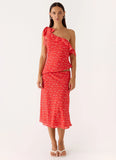 Calia Midi Skirt Magenta Red Rose