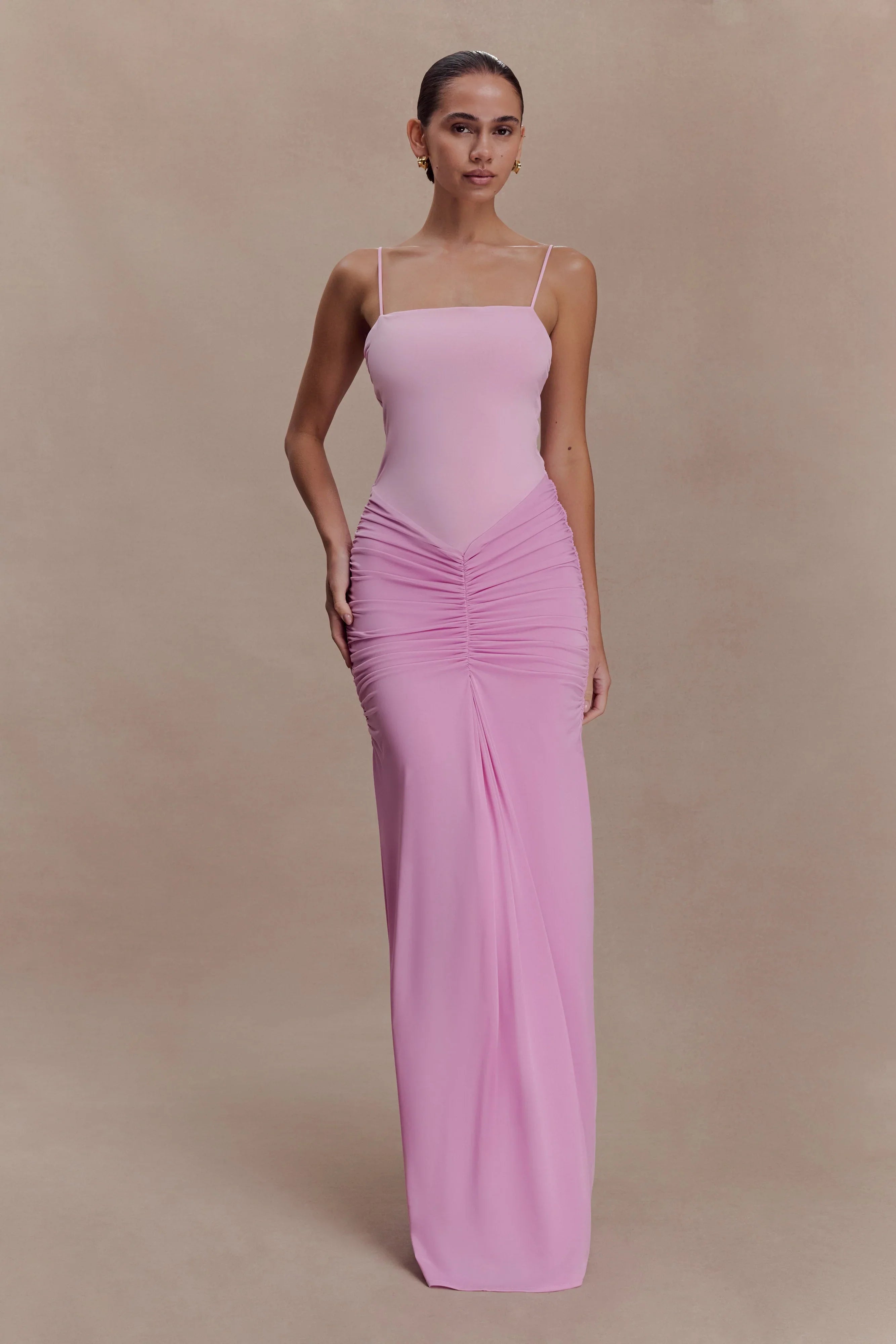 Roisin Slinky Maxi Dress Powder Pink