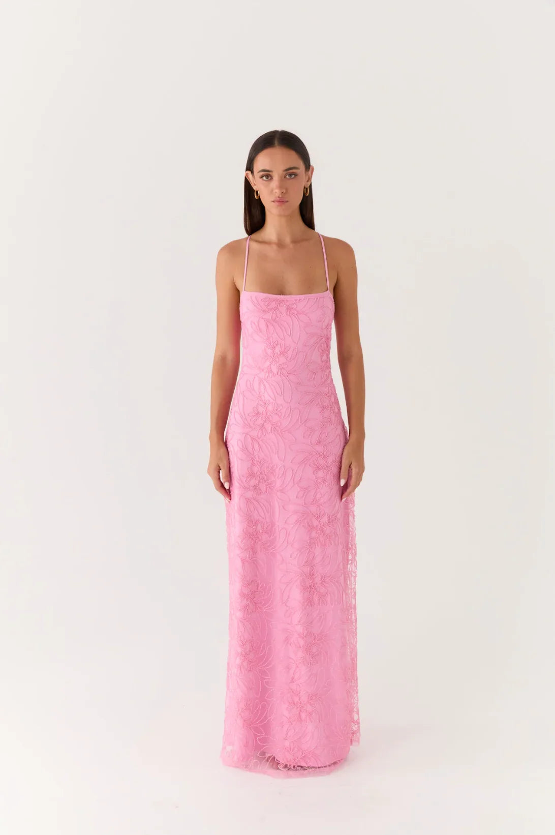 Wonyoung Beaded Maxi Dress Pink