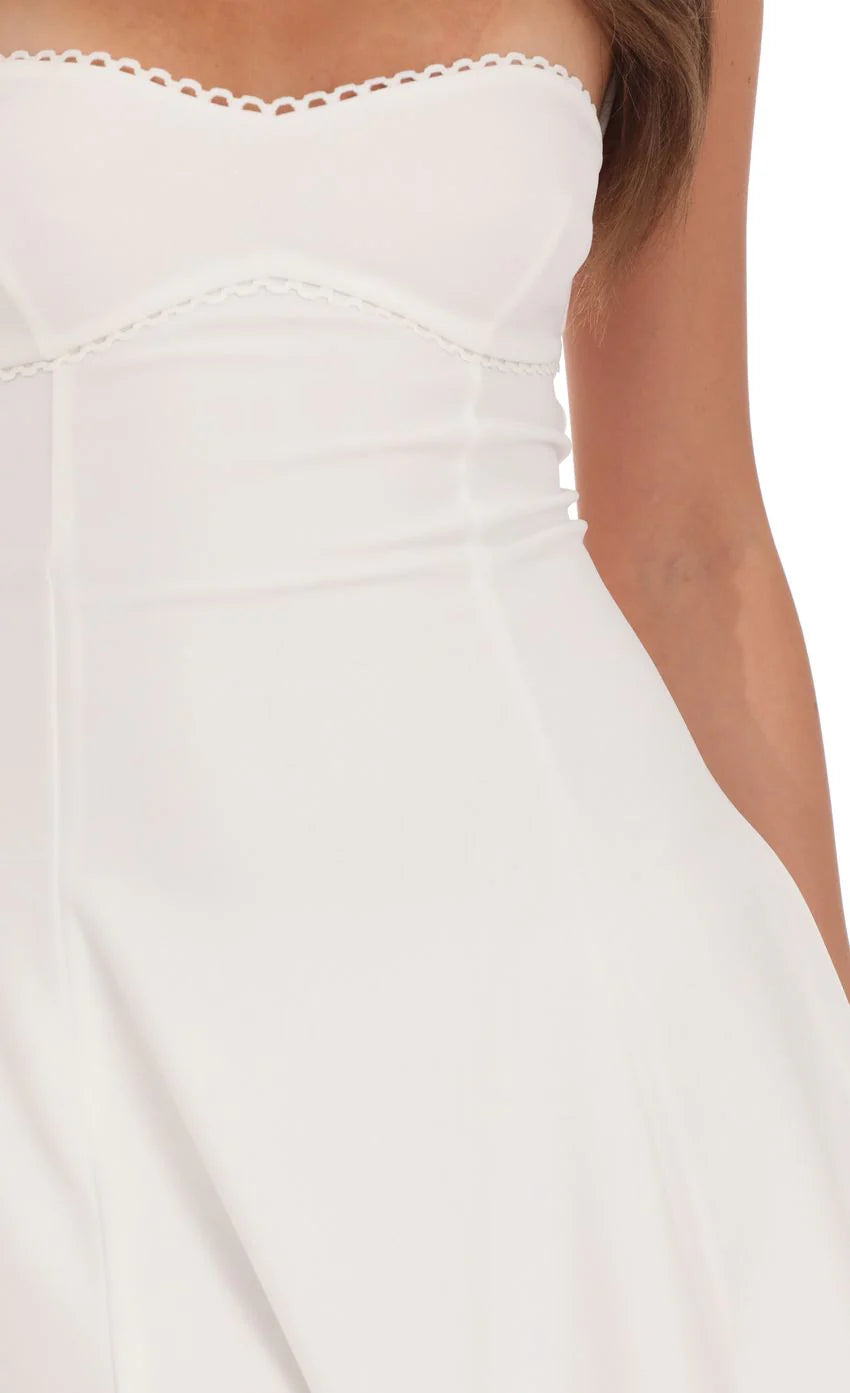 Bust Fit and Flare Dress in White