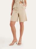 Beige Tailored Bermuda Shorts