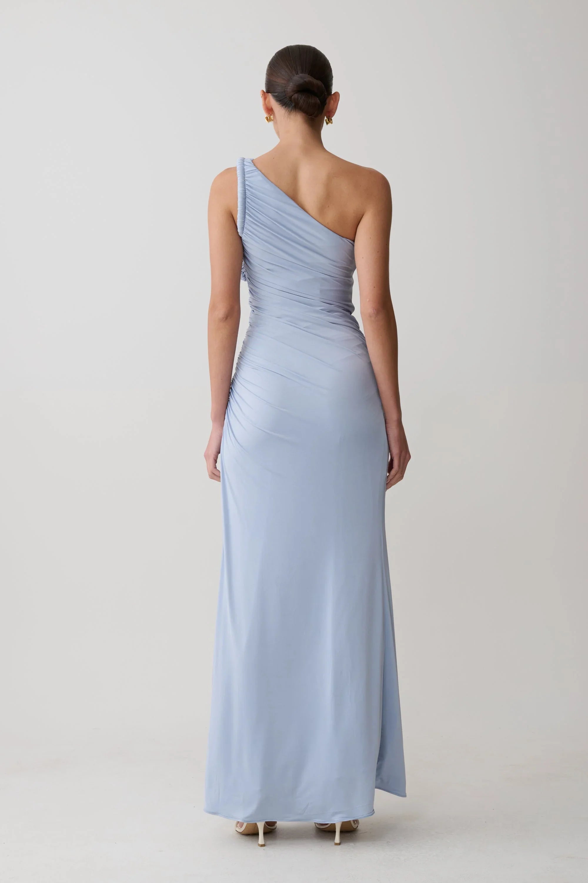 Ryn Twisted One Shoulder Maxi Dress Sky Blue