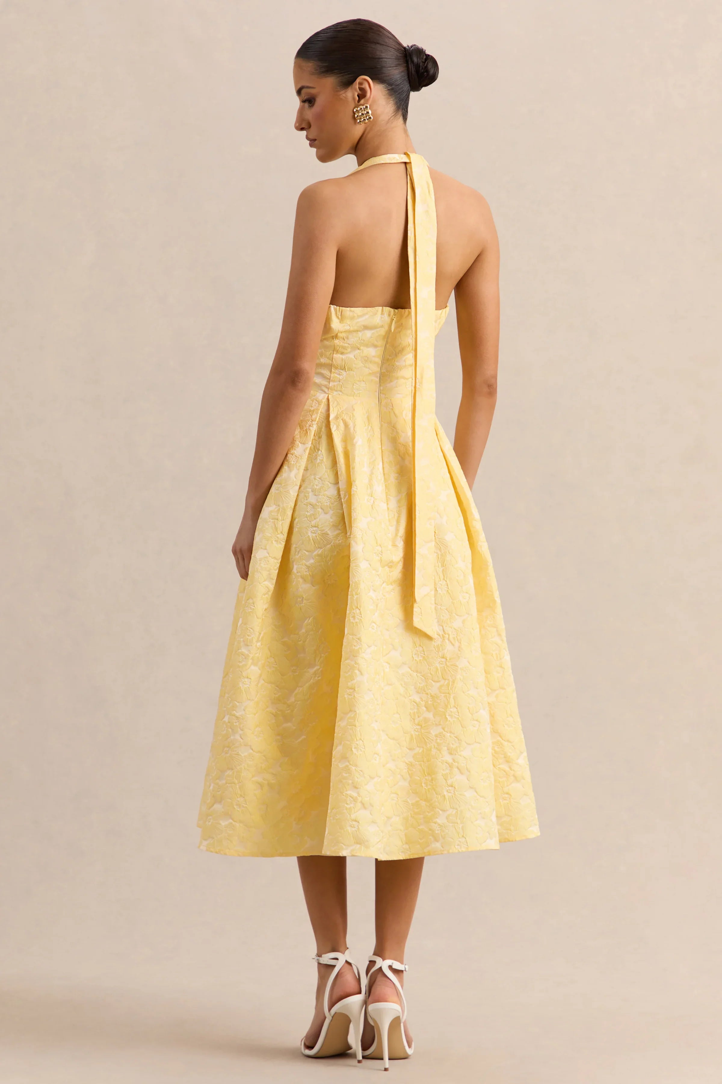 Nyomi Lemon Satin Halter Neck Midi Dress