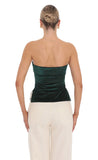 Velvet Foil Strapless Slit Top in Green