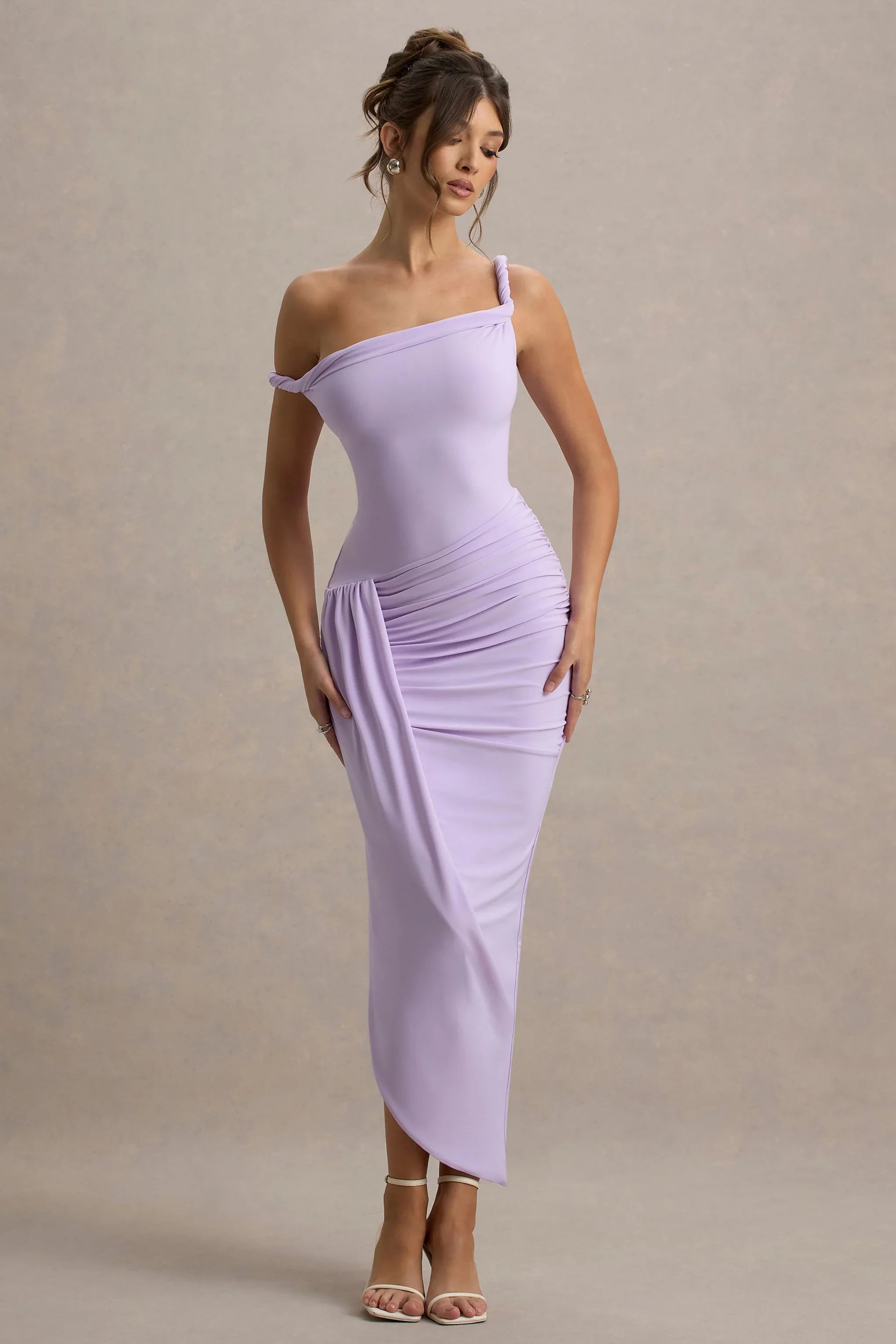 Angelique Lilac Twisted Asymmetric Maxi Dress