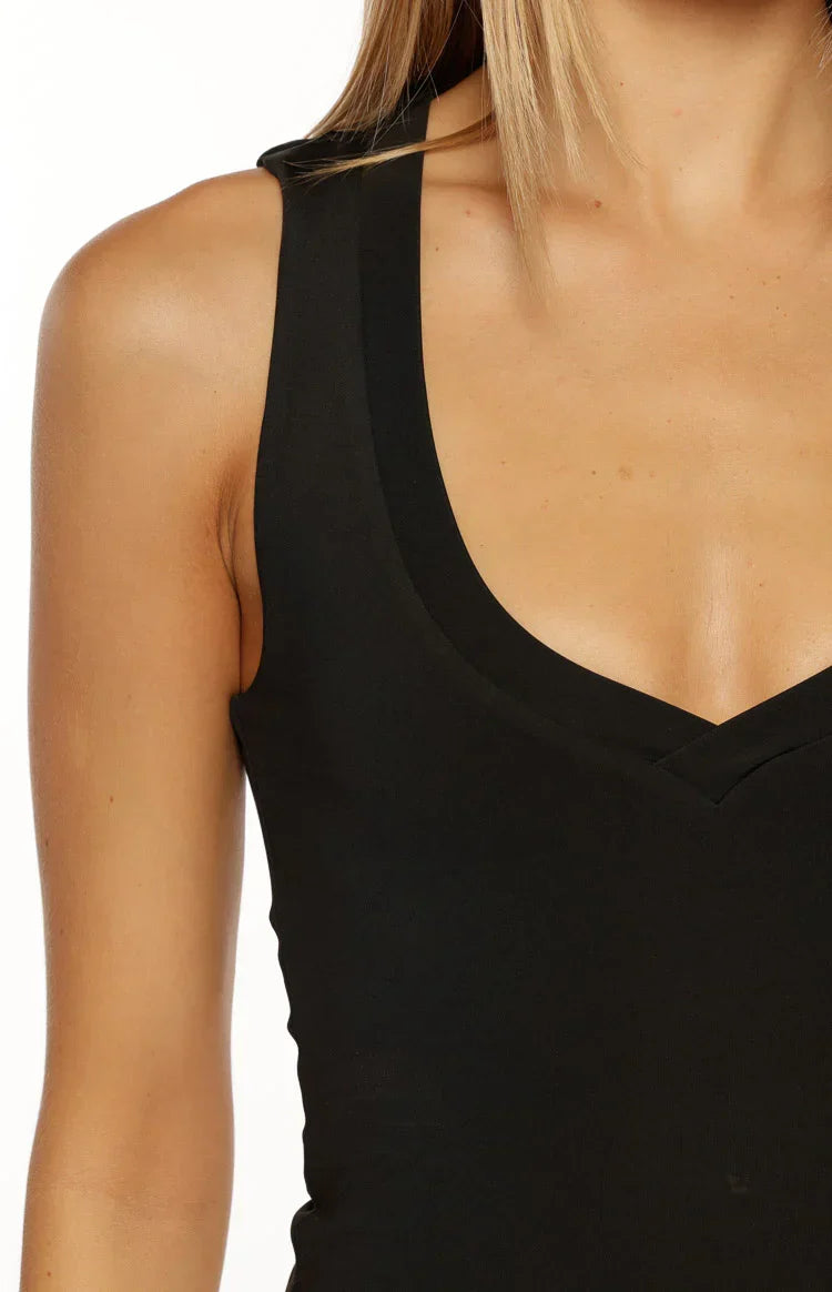 Langley Black V Neck Tank