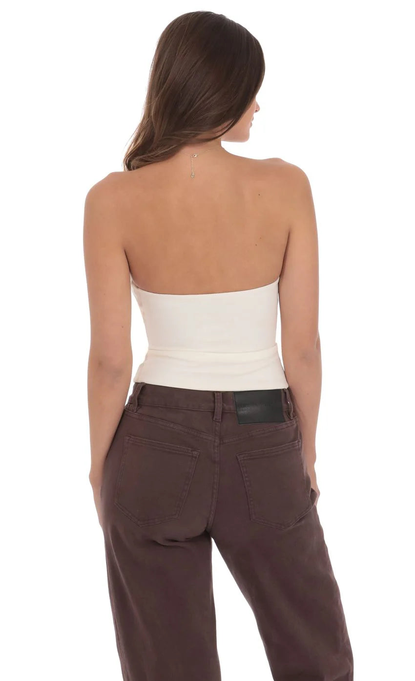Keyhole Buckle Top in Ivory