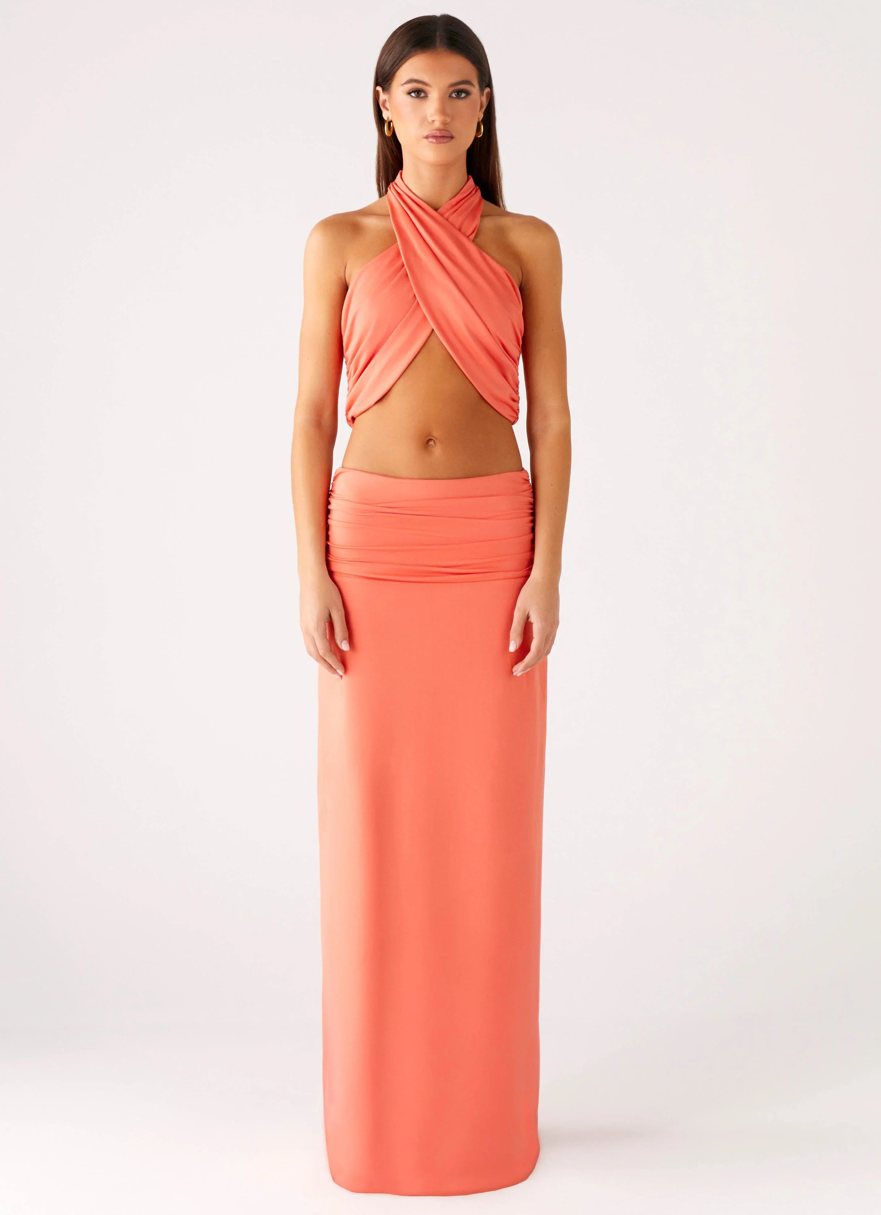 Elisabetta Maxi Skirt Coral