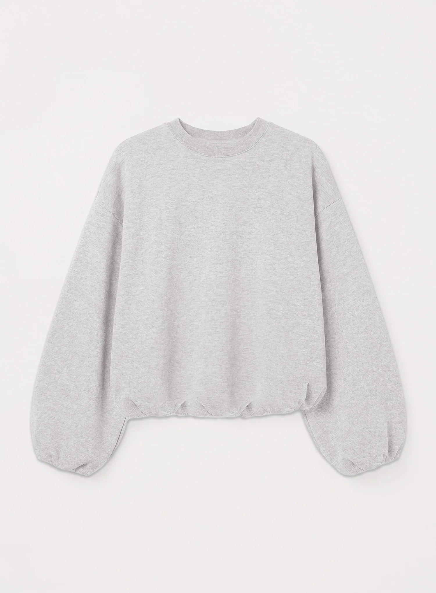 Grey Balloon Sleeve Bubble Hem Sweatshirt