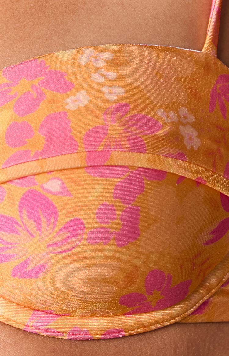 90 Swim Bianca Orange Floral Bikini Top