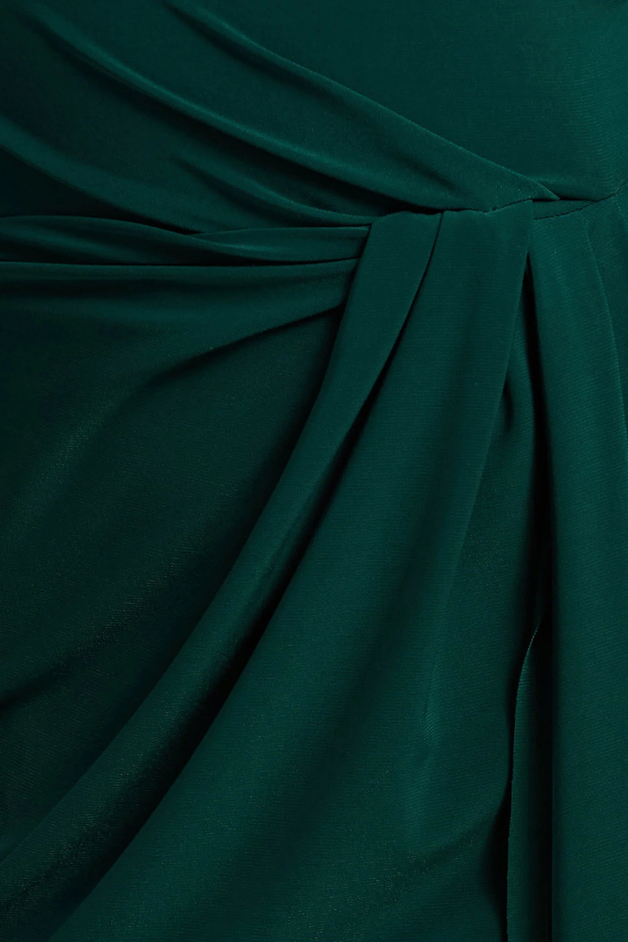 Khari Bottle Green High Neck Twisted Maxi Dress With Drape
