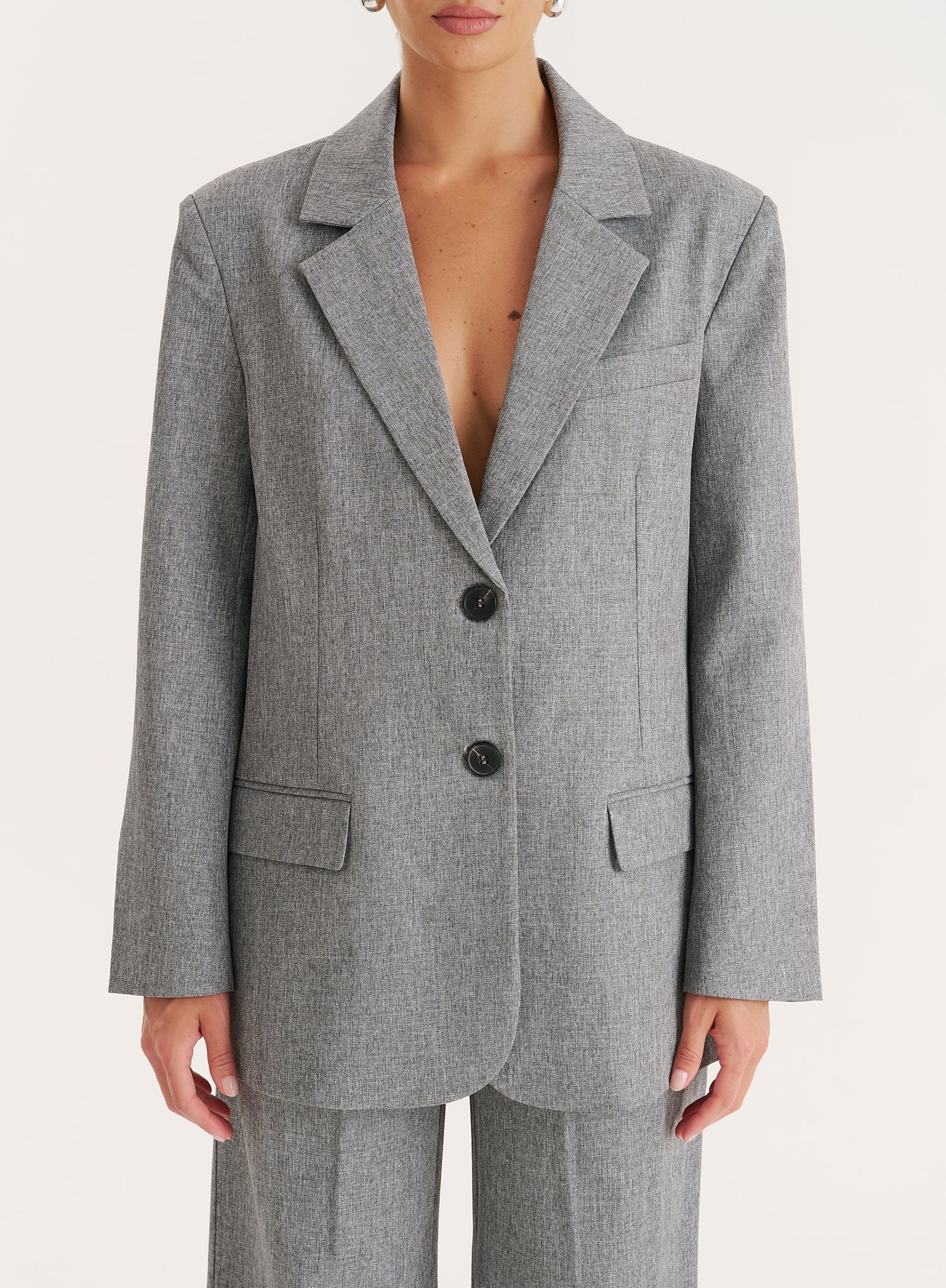 Grey Tailored Oversized Blazer