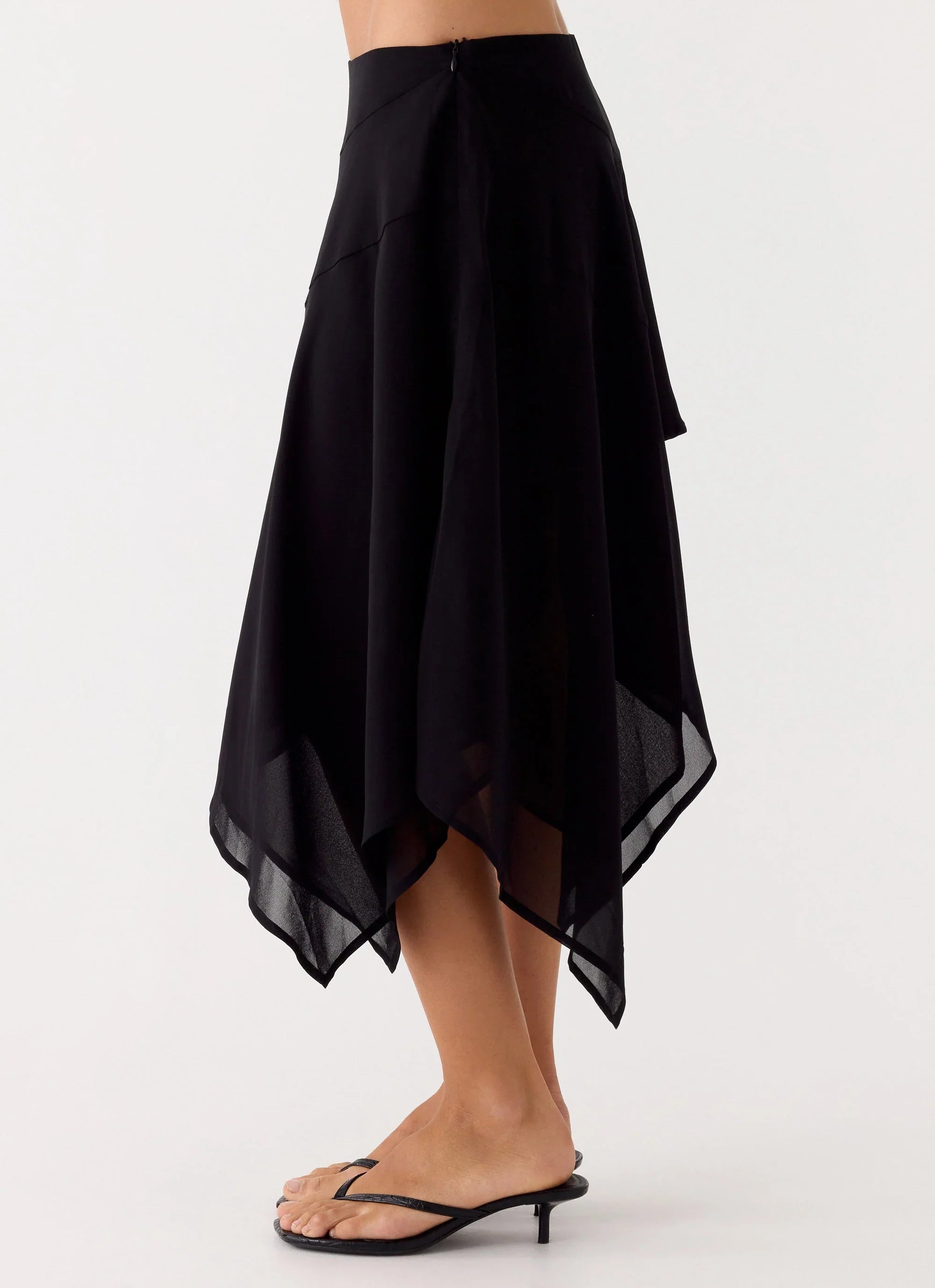 Kia Low Rise Asymmetrical Midi Skirt Black