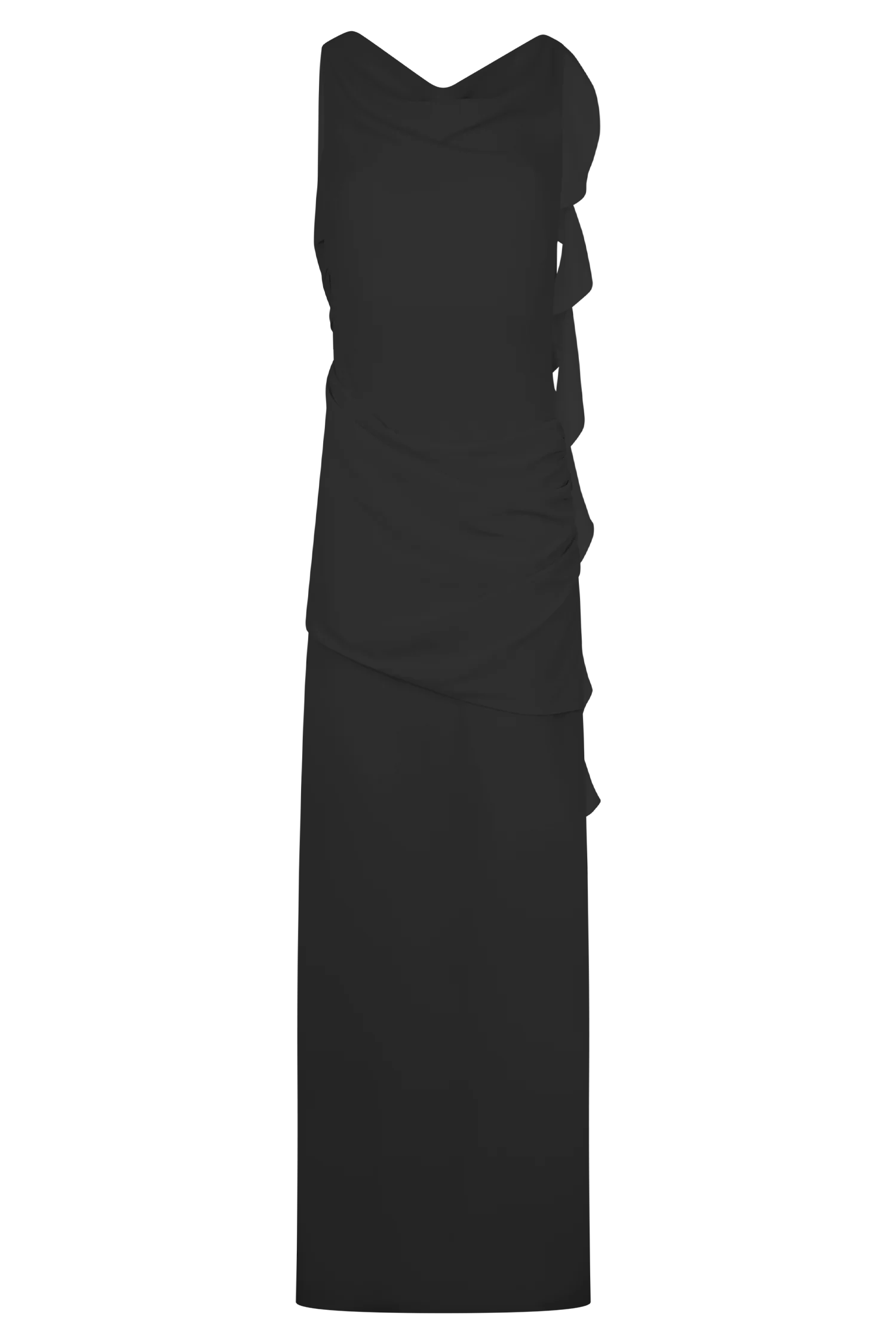 Daria Draped Chiffon Maxi Dress Black