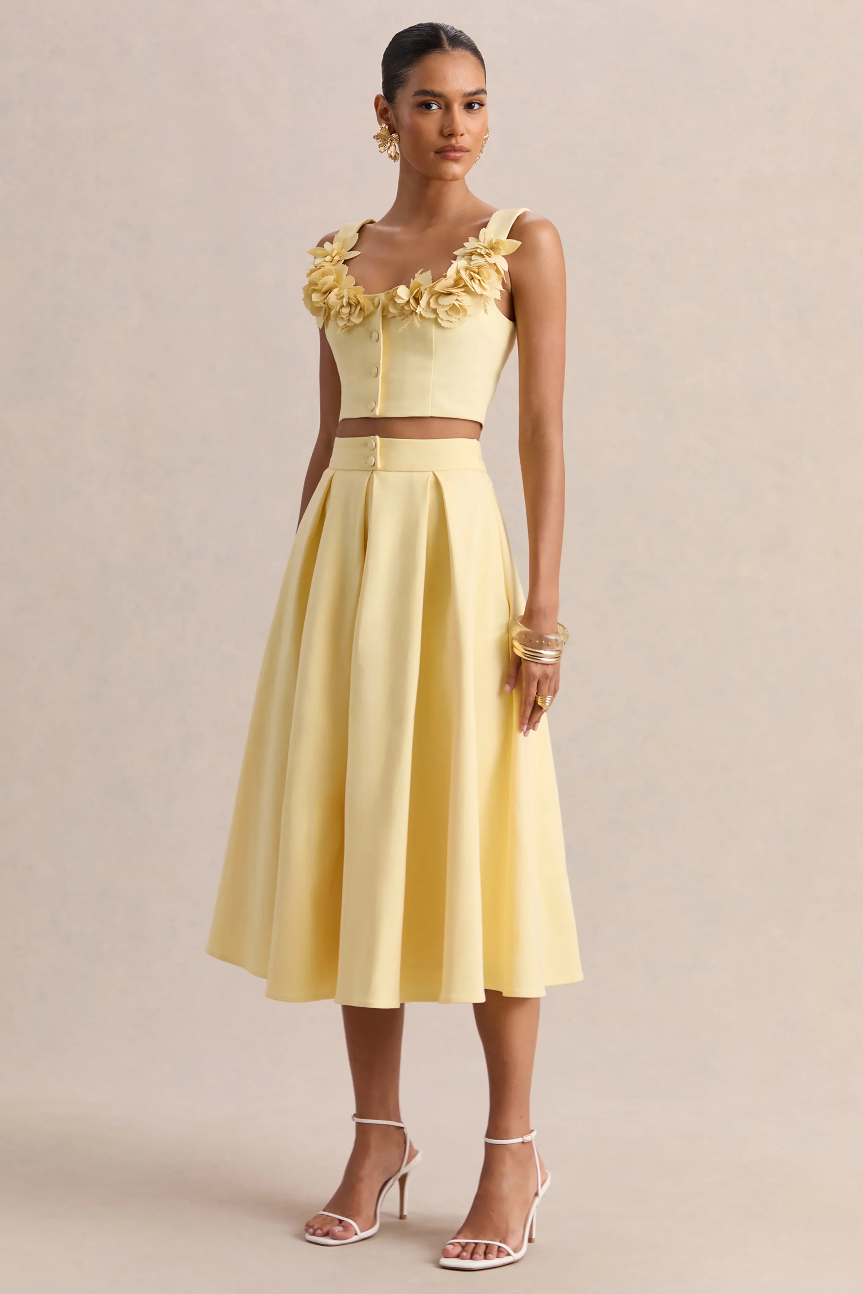 Joy Lemon A Line Midi Skirt