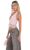 Motif V Neck Halter Top in Pink