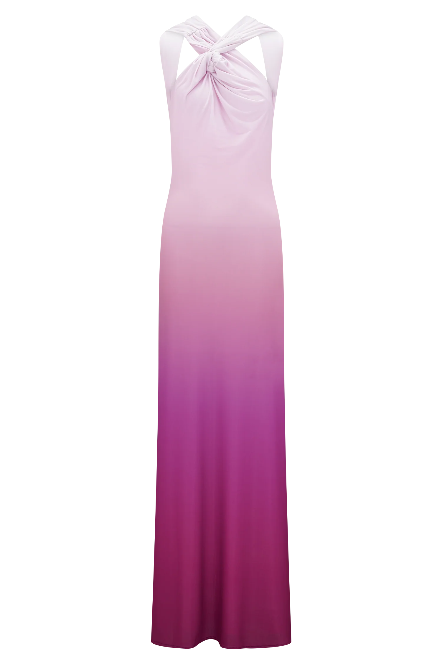 Marlee Asymmetrical Slinky Maxi Dress Ombre Pink