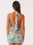 Laid Back Cowl Mini Dress Santorini Floral