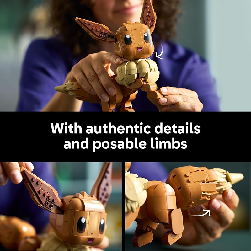 LEGO Pokémon Eevee Collectible Building Set for Adults Ages 18 Posable Pokémon Figure for Display Desk Bookshelf or Home Office Decor Gift for Men Women 72151