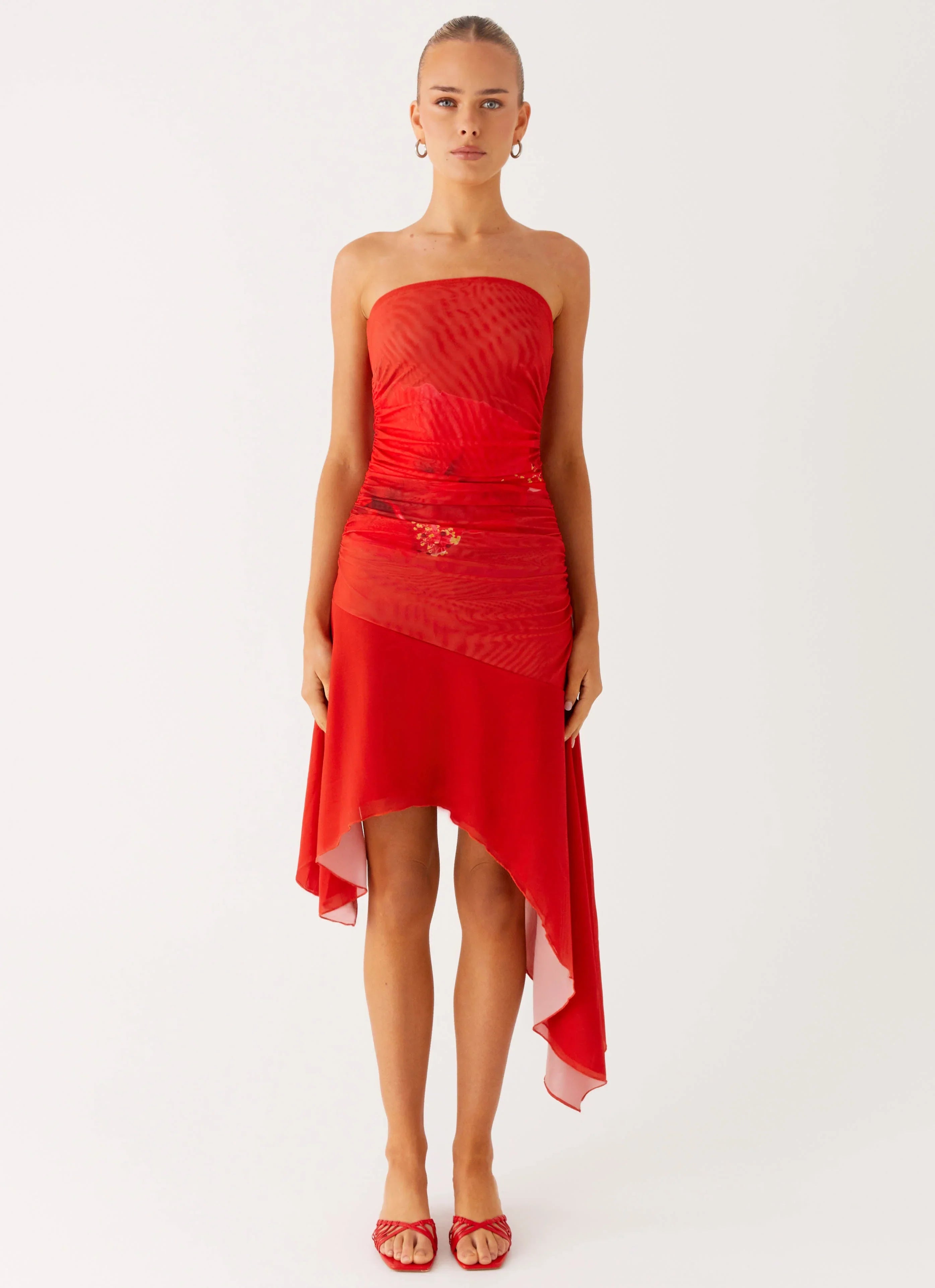 Think About It Midi Dress Fire Red