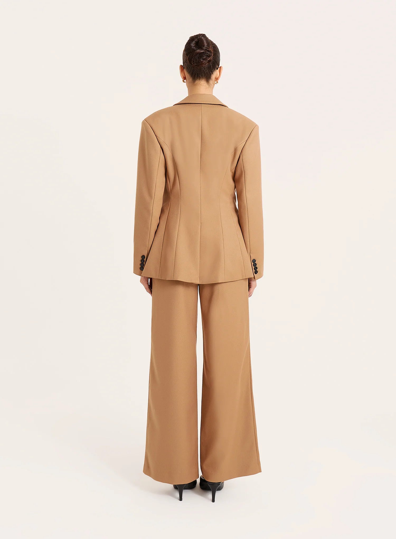 Camel Tailored Wide Leg Trousers