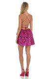 Sequin Lace Up Dress in Pink