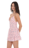 Floral Mesh Tiered Dress in Pink