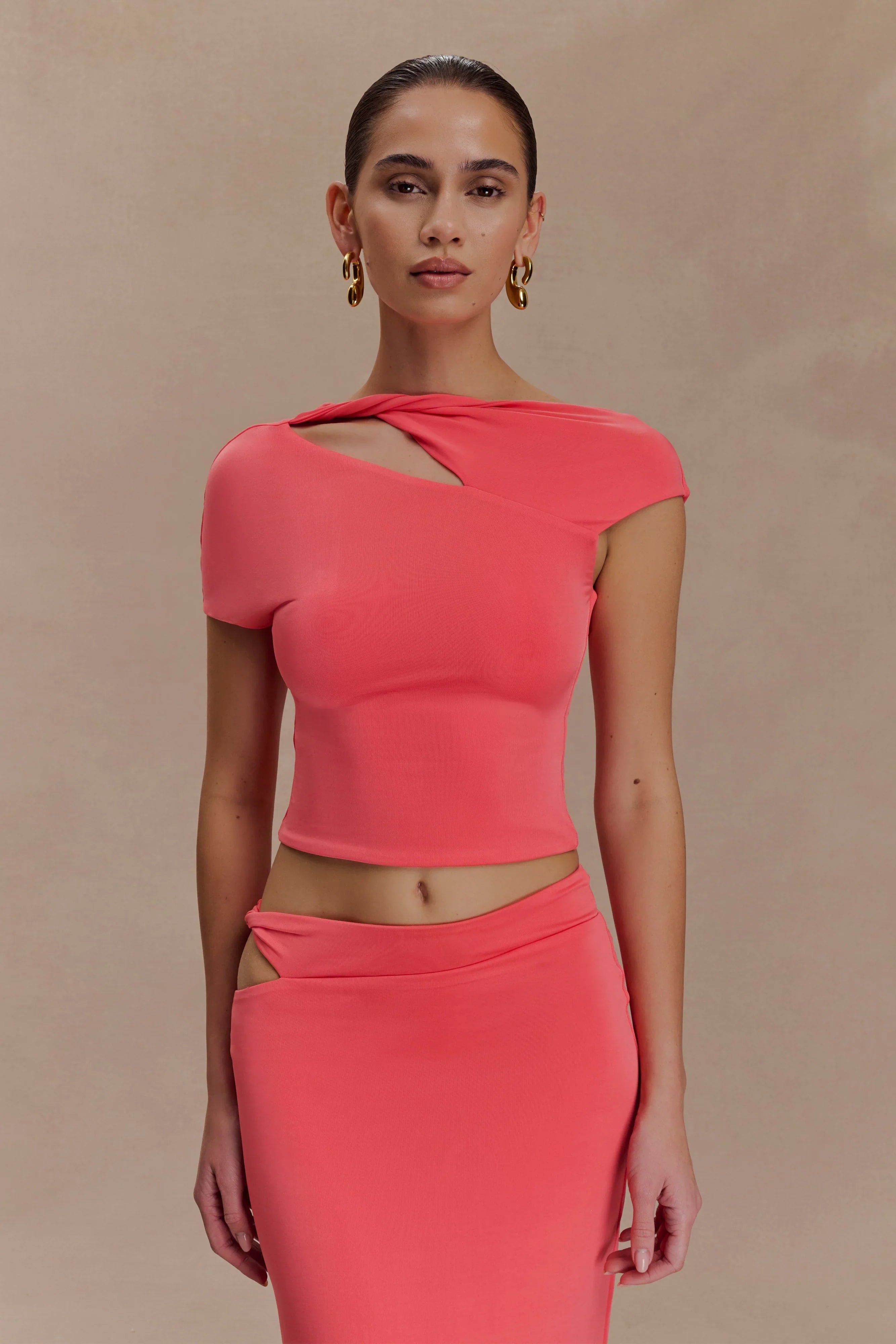 Haven Slinky Twist Top Coral