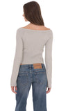 Knit Cinch Drawstring Top in Grey