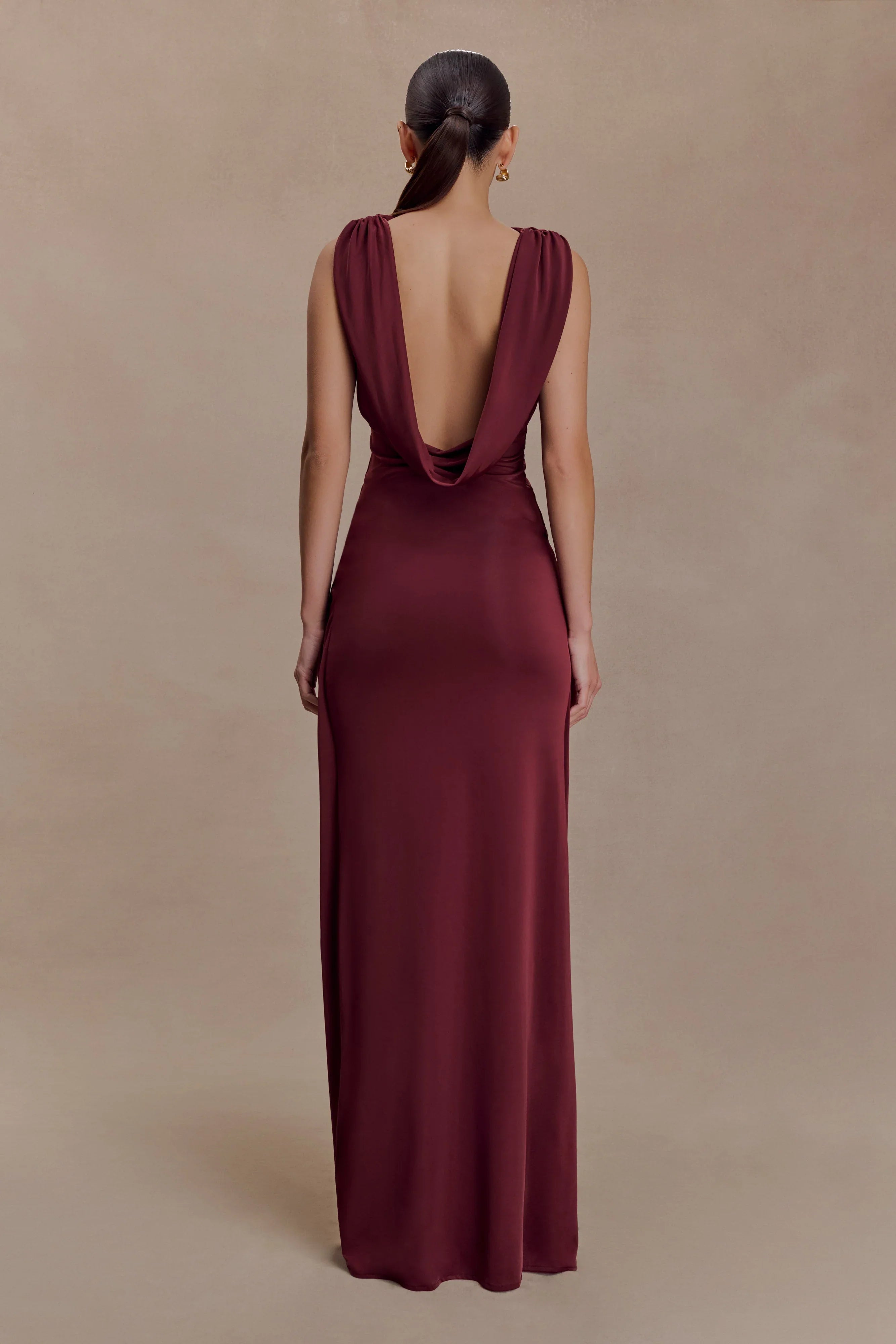 Bridget Slinky Cowl Back Top Burgundy