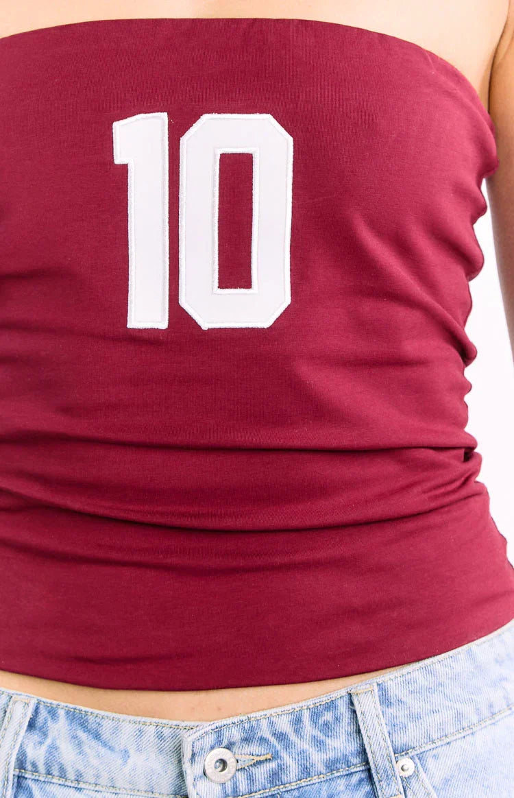Daisy Burgundy Strapless Top