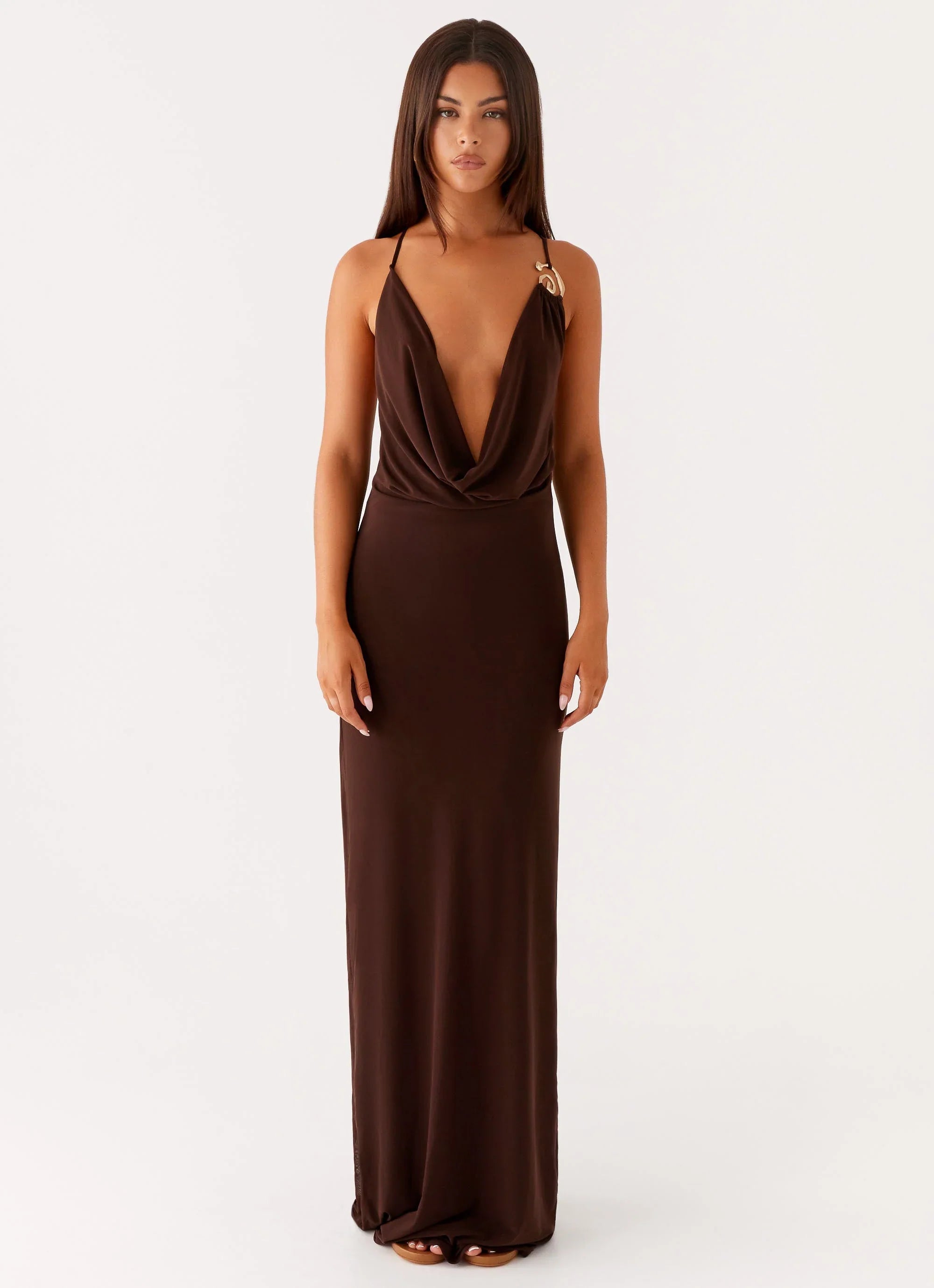 Game Player Maxi Dress Chocolate