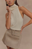 Hayes Faux Suede Belted Mini Skirt Sand