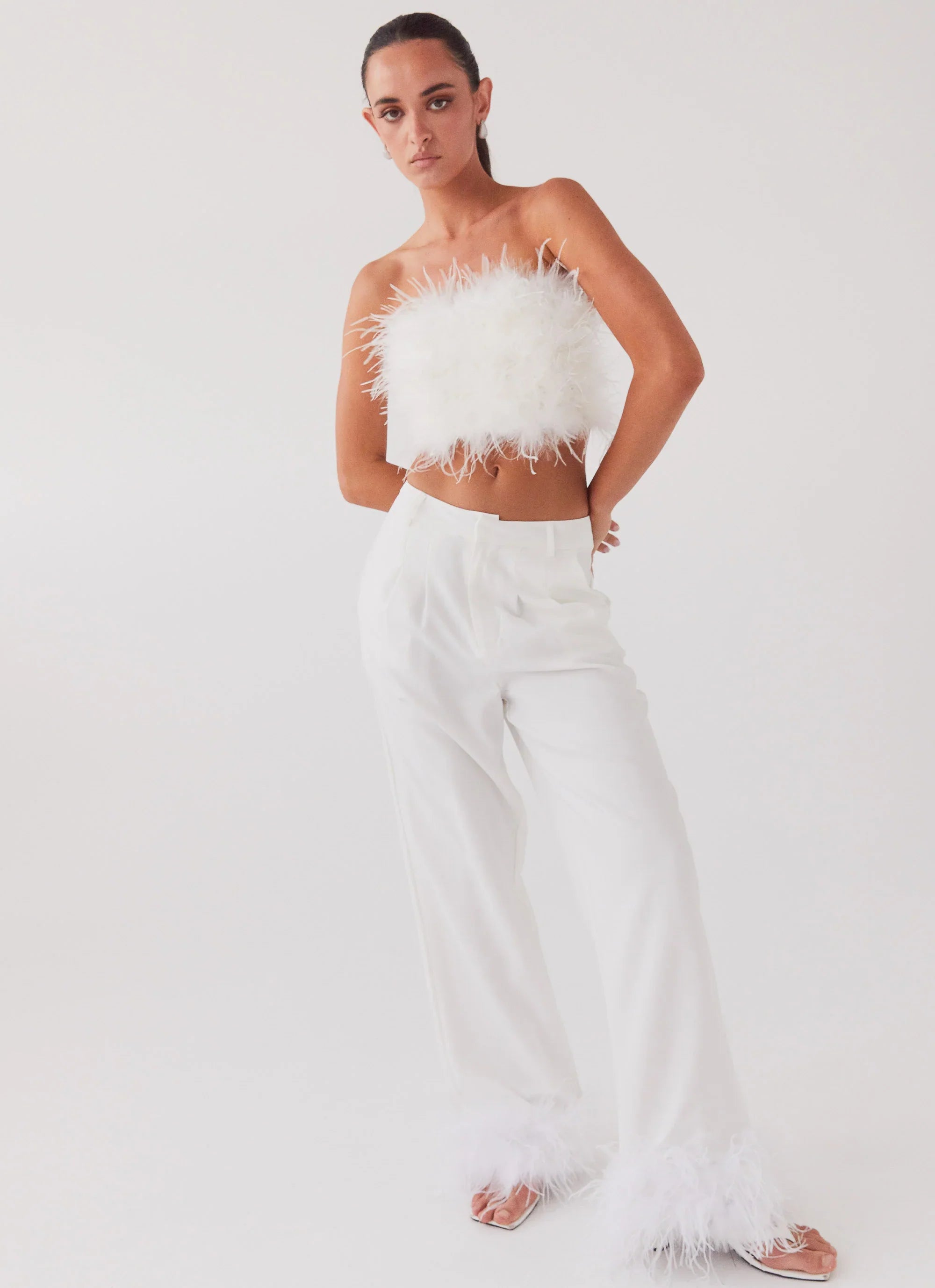 Shake It Off Feather Pants Snow