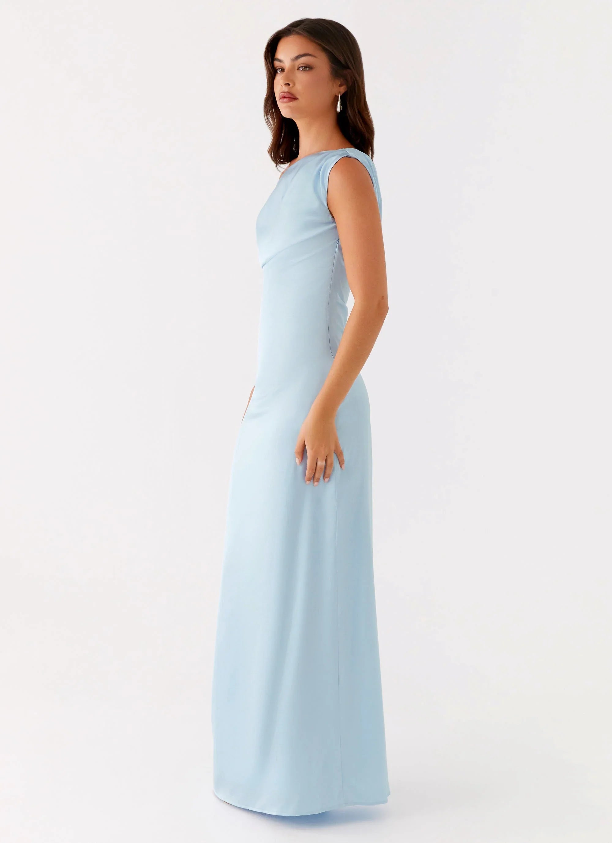Heart Of Glass Satin Maxi Dress Blue