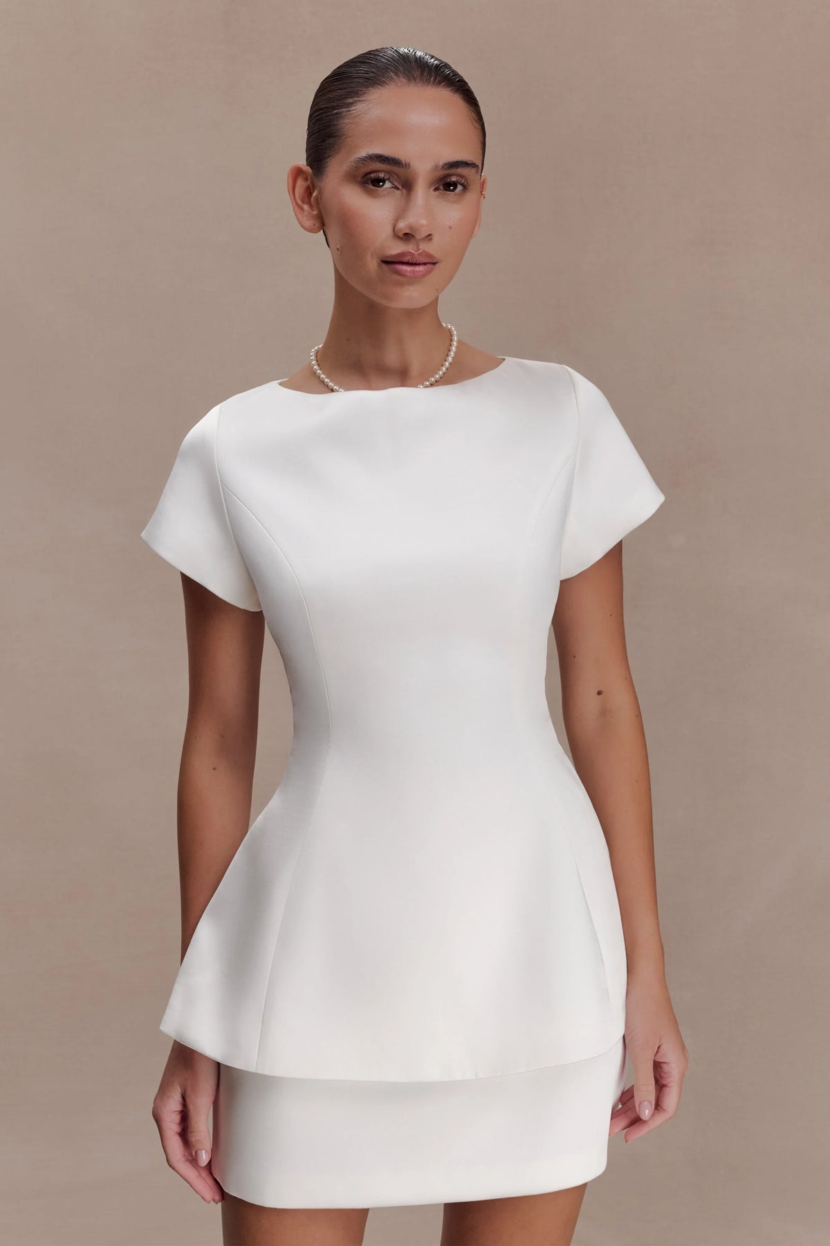Adeline Short Sleeve Satin Top White